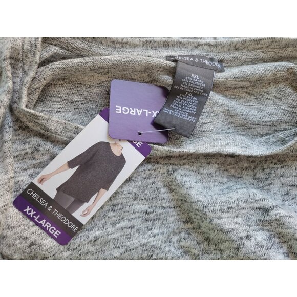 Chelsea Theodore Womens Top XXL Plus Tee Short Sleeve Gray Heather GRA17E - Picture 7 of 7